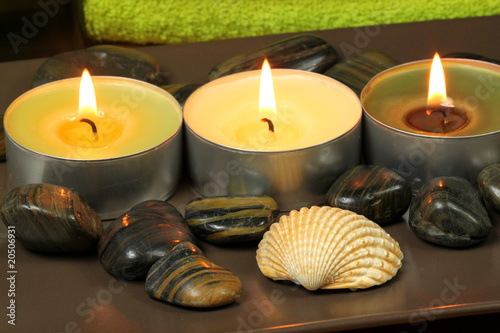 Candles and stones in spa