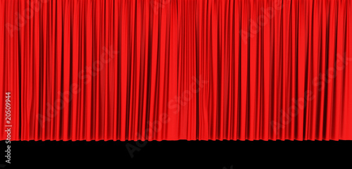 Red theater curtain isolated on black