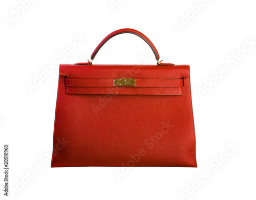 Red leather bag photo