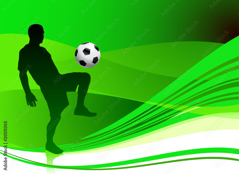 Soccer Player on Abstract Green Background Soccer Player on Abstract Green Background