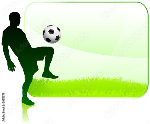 Fototapeta Naklejka Na Ścianę i Meble -  Soccer Player with Nature Frame