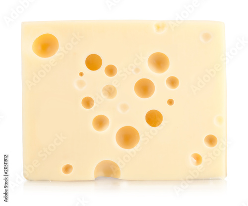Piece of cheese with heart shape holes