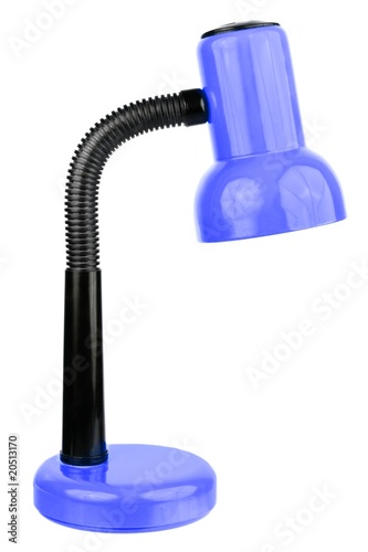 Blue desk lamp isolated on a white background