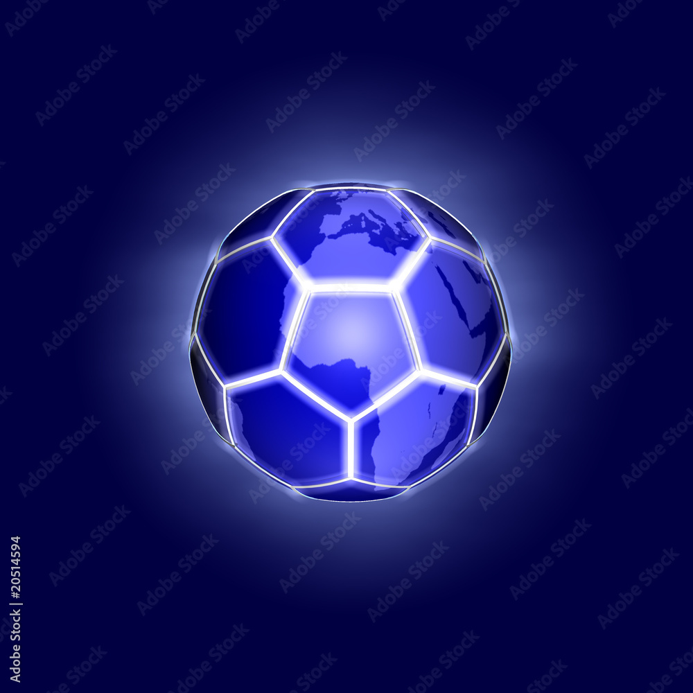 Naklejka premium Fußball mit Erde_glühend