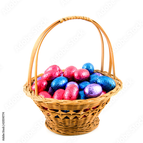 Woven basket with easter eggs