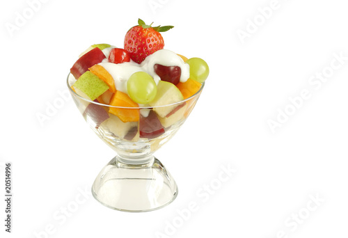 Принти на полотні Bowl containing healthy fresh fruits with yogurt on the top