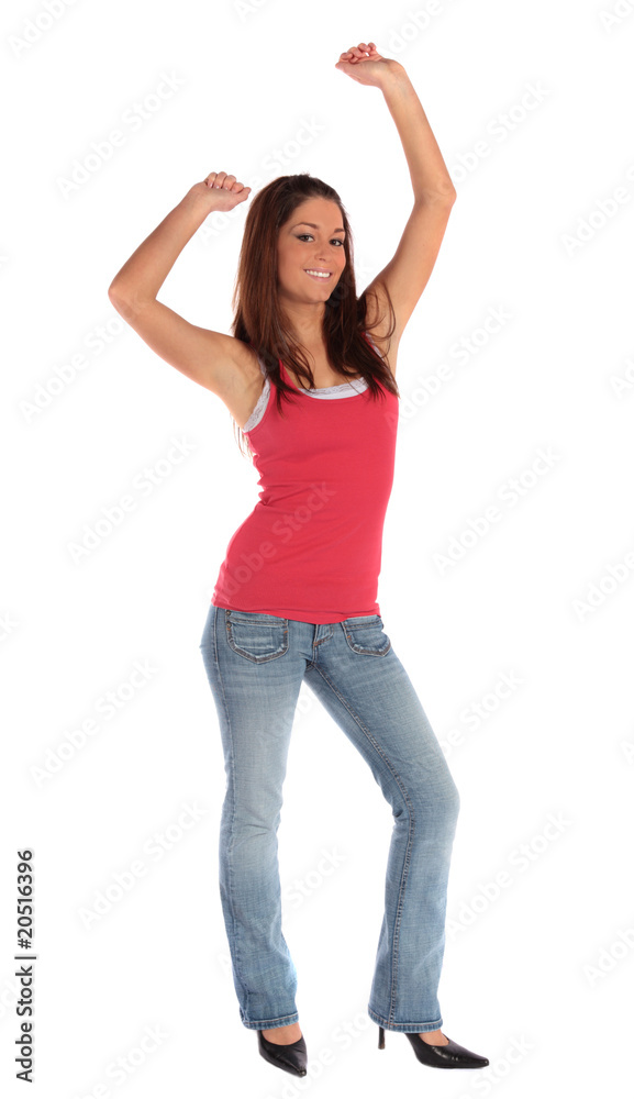 Junge Frau in Jubelpose Junge Frau in Jubelpose