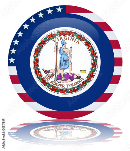 Virginia Round Flag Button (Virginian State USA America Vector)