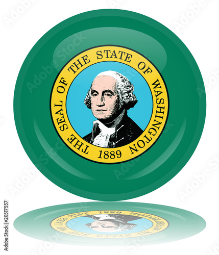 Washington Round Flag Button (Washingtonian State USA Vector)