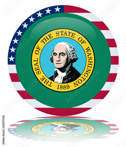 Washington Round Flag Button (Washingtonian State USA Vector)