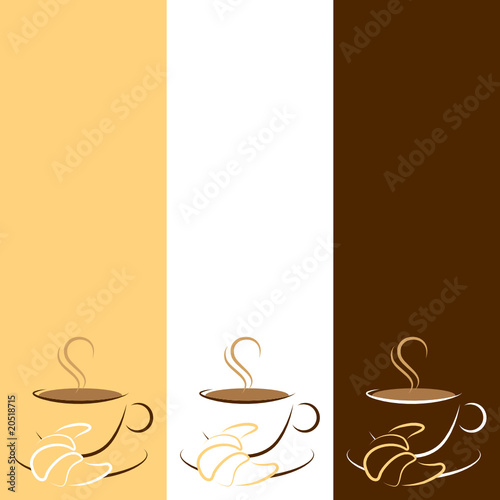 3 Coffeecups & Croissant