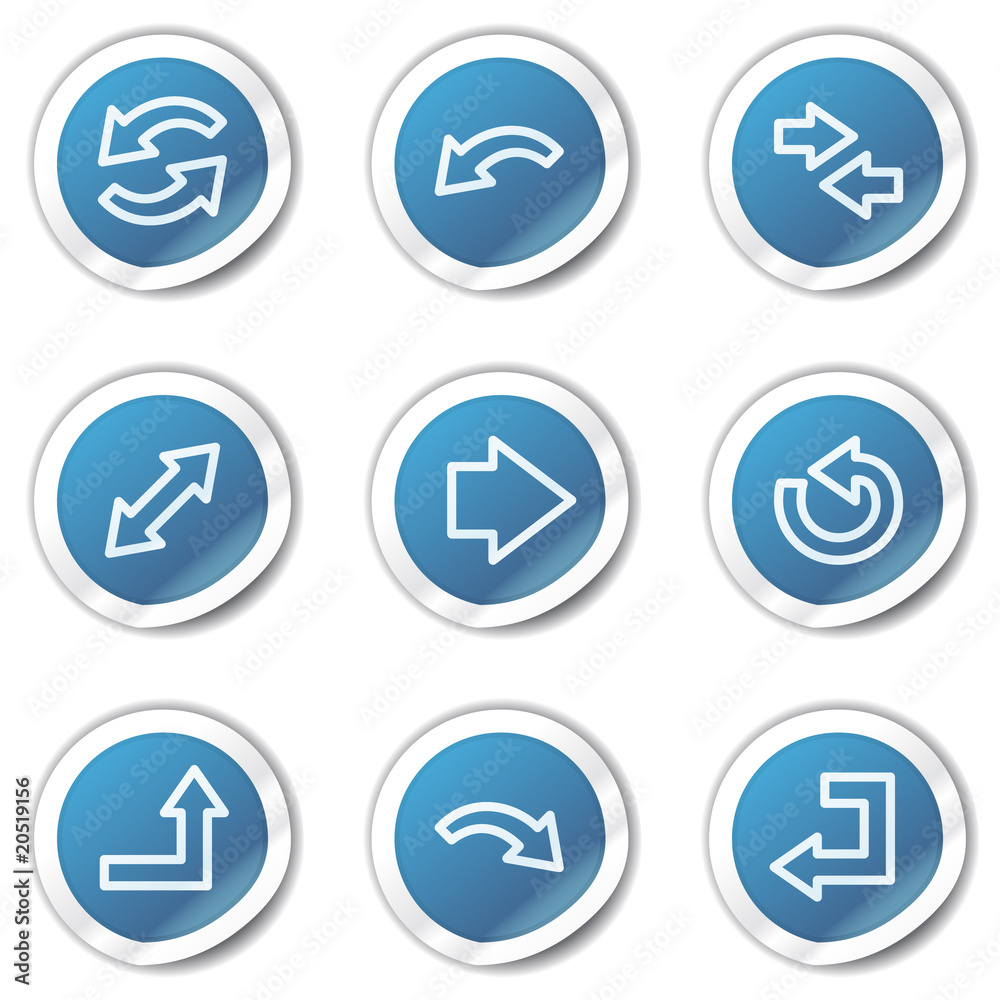 Arrows web icons set 1, blue sticker series Arrows web icons set 1, blue sticker series