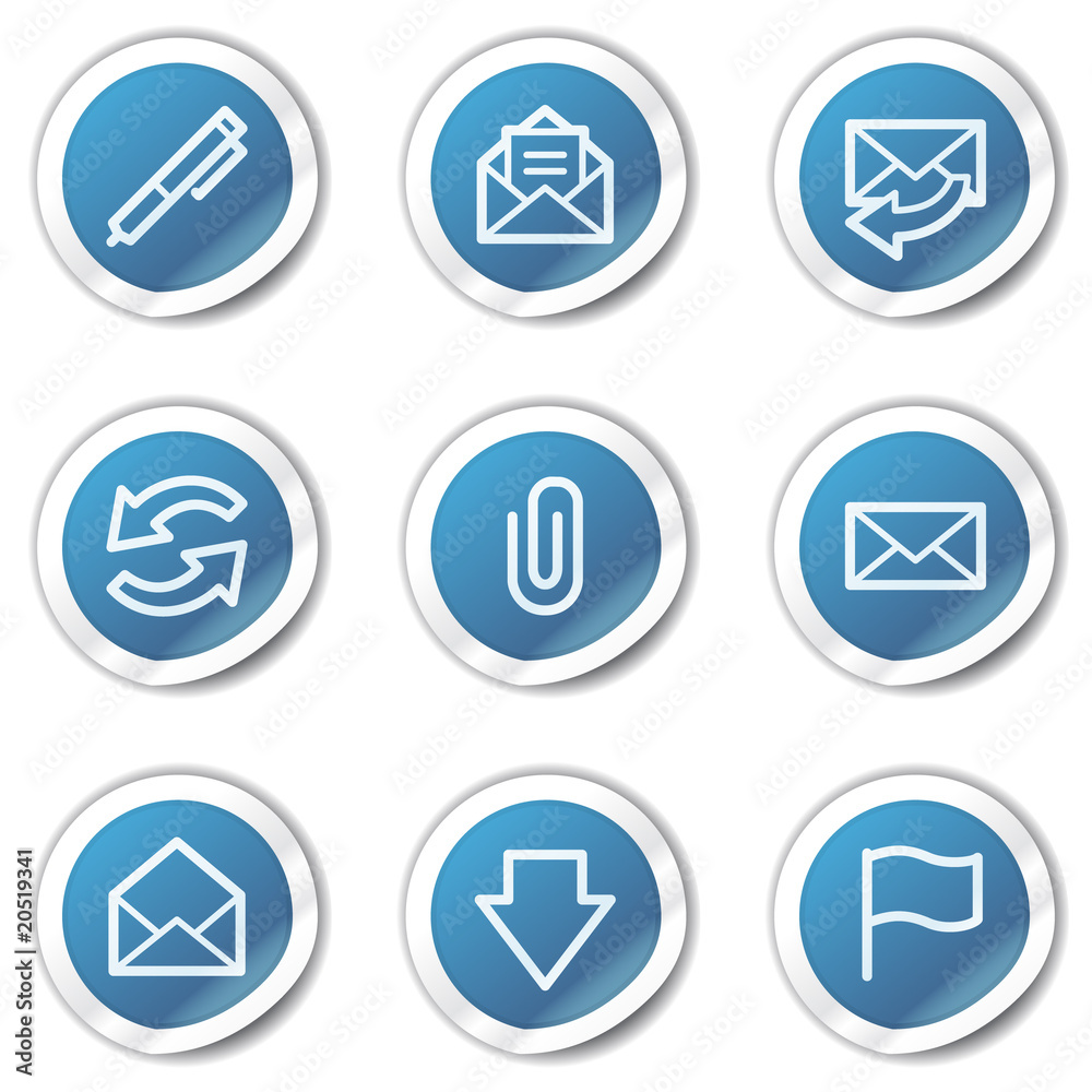 E-mail web icons, blue sticker series E-mail web icons, blue sticker series