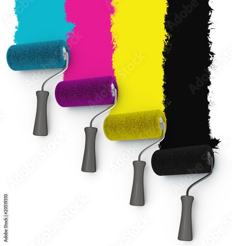 Wall redecoration with CMYK paint rollers