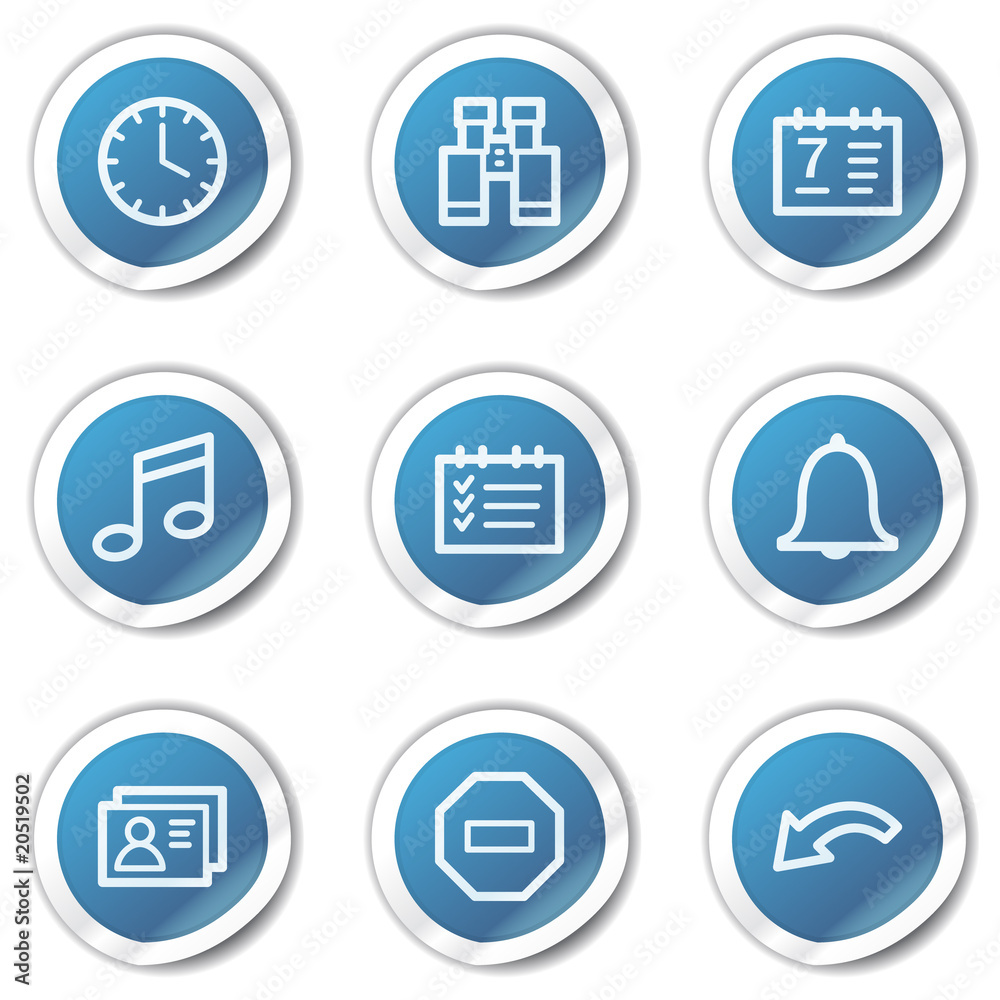 Organizer web icons, blue sticker series Organizer web icons, blue sticker series