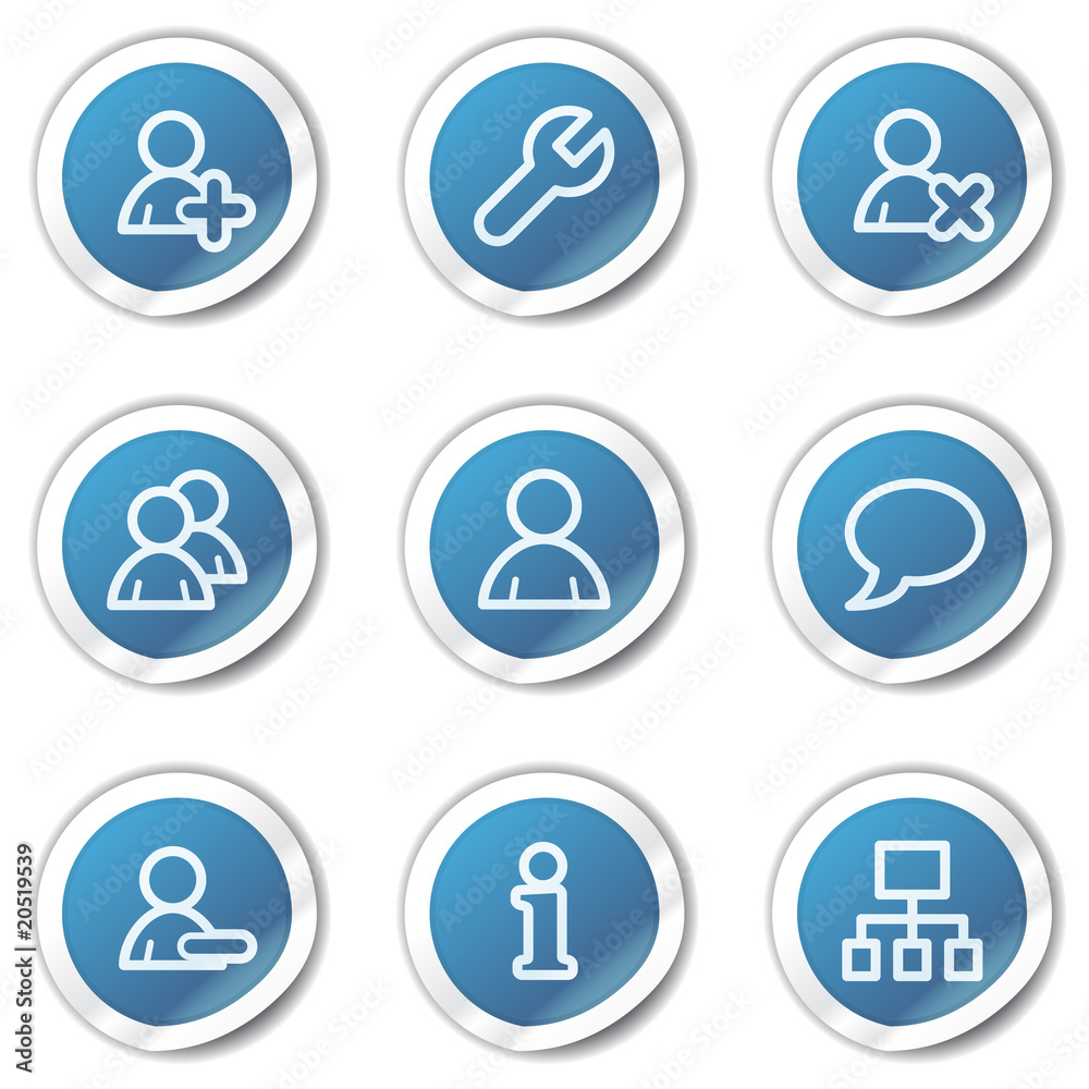 Users web icons, blue sticker series Users web icons, blue sticker series