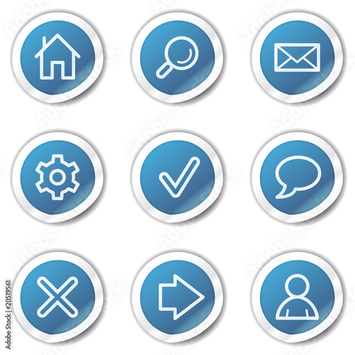 Basic web icons, blue sticker series