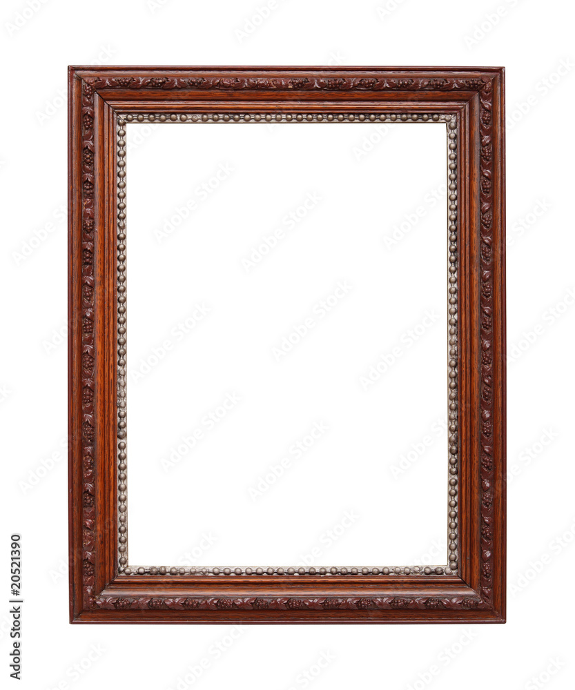 Brown with silver frame isolated on white background Brown with silver frame isolated on white background