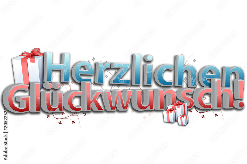 Herzlichen Glückwunsch! 3D Schriftzug (Weiß) Herzlichen Glückwunsch! 3D Schriftzug (Weiß)