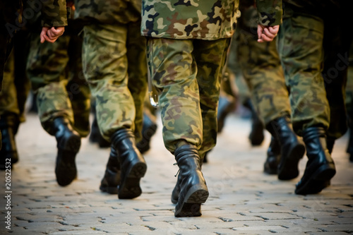 Soldiers march in formation