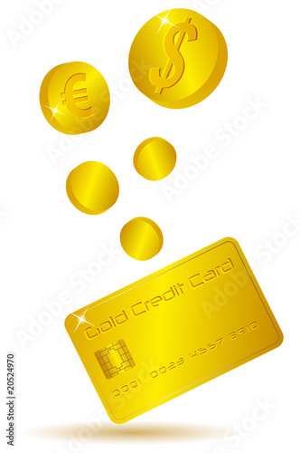 Gold card and coins