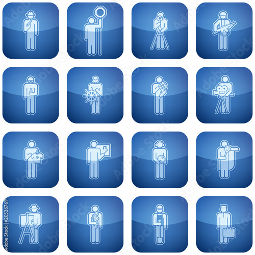 Cobalt Square 2D Icons Set: Occupation