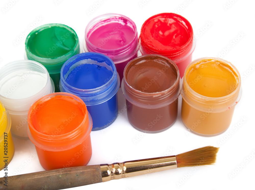jars with colored gouache jars with colored gouache