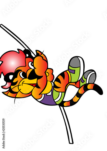 pole vault tiger vector
