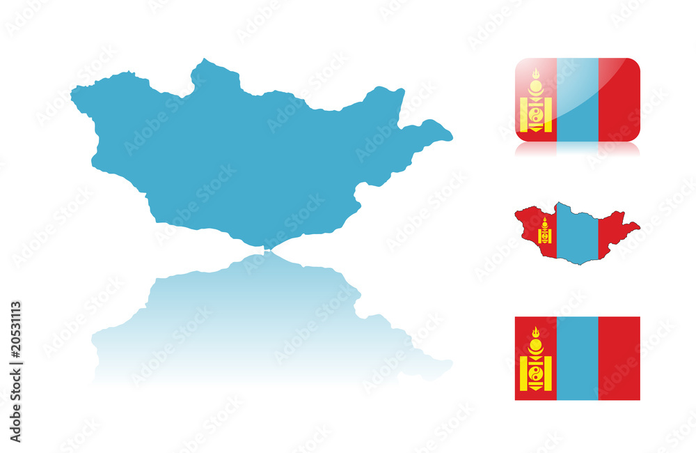 Mongolian map and flags