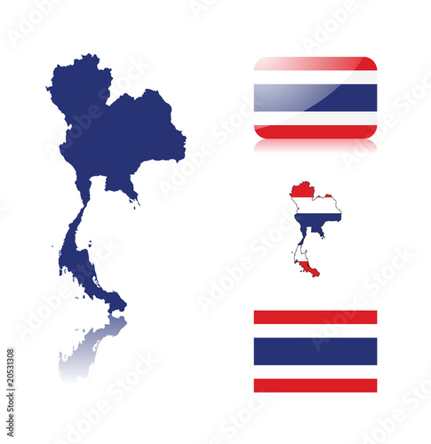 Thailand map and flags