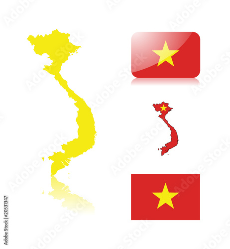 Vietnamese map and flags