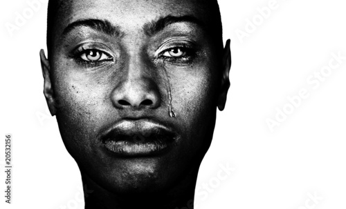 Print op canvas Black Woman Crying