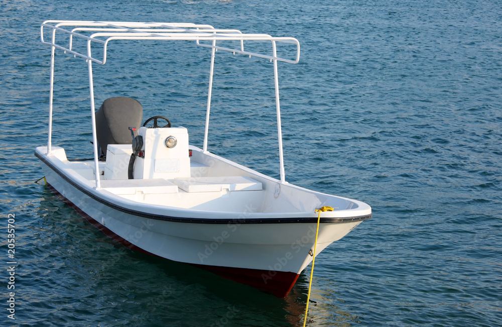 Fototapeta premium Speedboat anchored at the coast