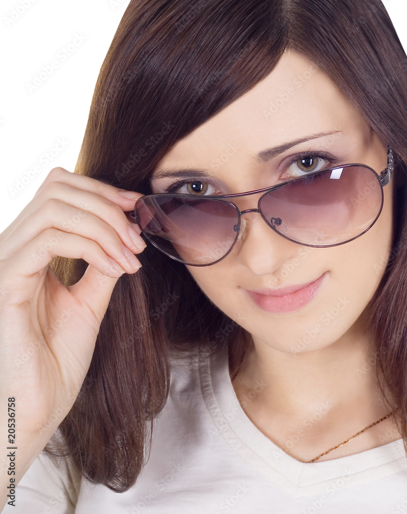 Fashion portrait of sexy, young, beautiful woman wearing sunglas Fashion portrait of sexy, young, beautiful woman wearing sunglas