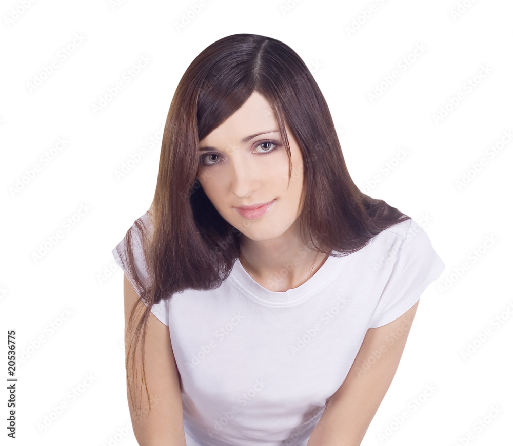 Lovely brunette over white Lovely brunette over white