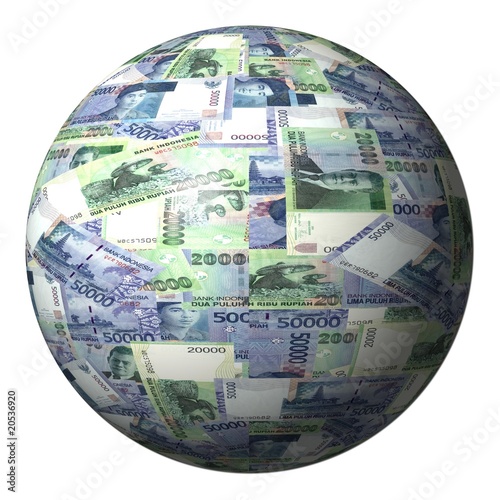 Indonesian Rupiah sphere isolated on white illustration