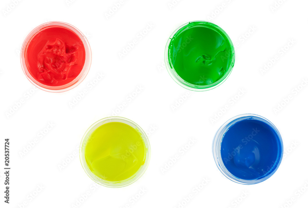 Open banks of a paint isolated on white Open banks of a paint isolated on white