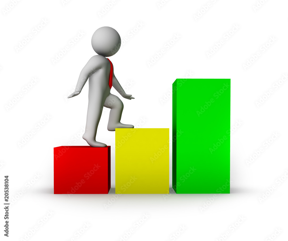 3d man with business chart 3d man with business chart