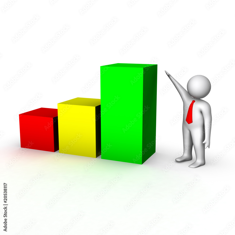 3d man with business chart 3d man with business chart