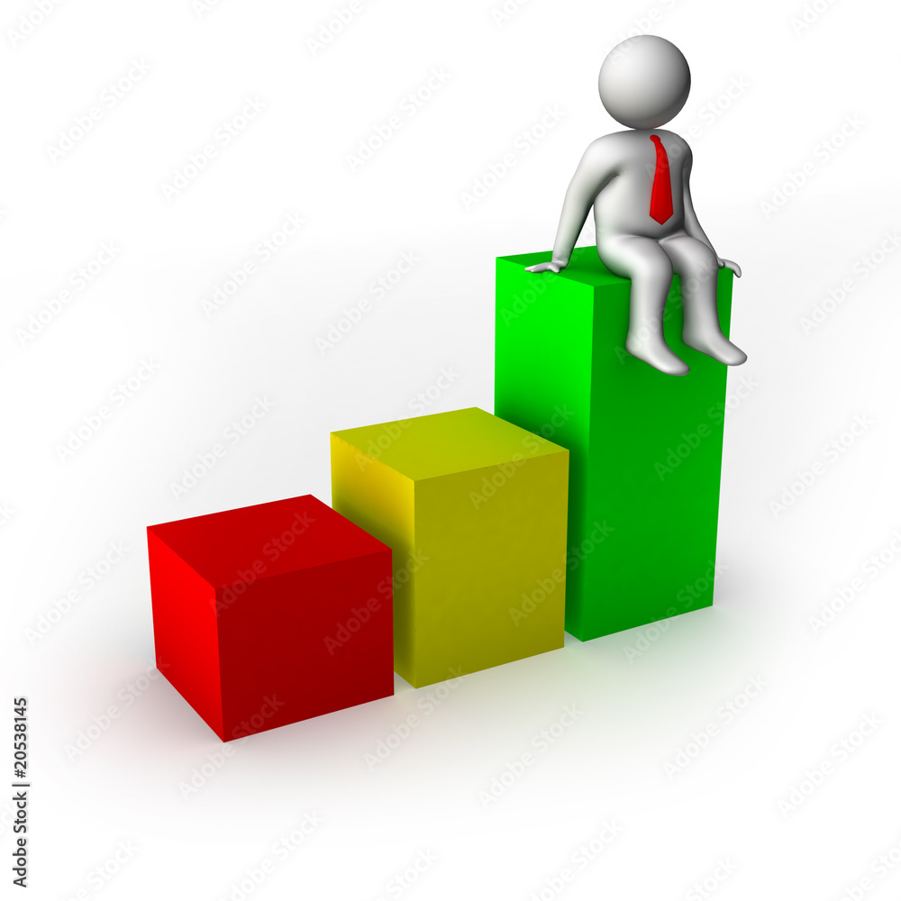 3d man with business chart 3d man with business chart