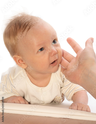 portrait of the little baby isolated on white.