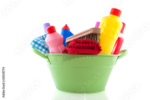 Bucket with cleaning products
