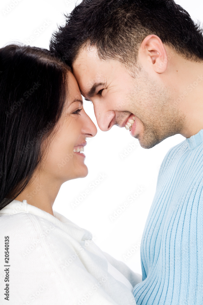 Young happy couple isolate on white Young happy couple isolate on white