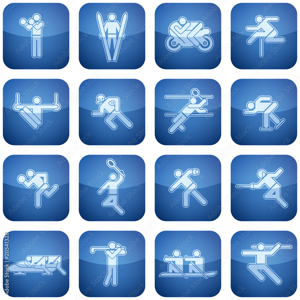 Cobalt Square 2D Icons Set: Sport