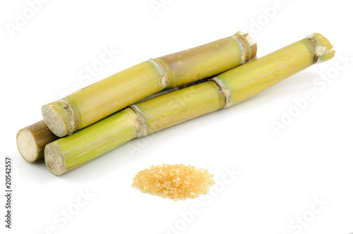 Sugar cane and brown sugar