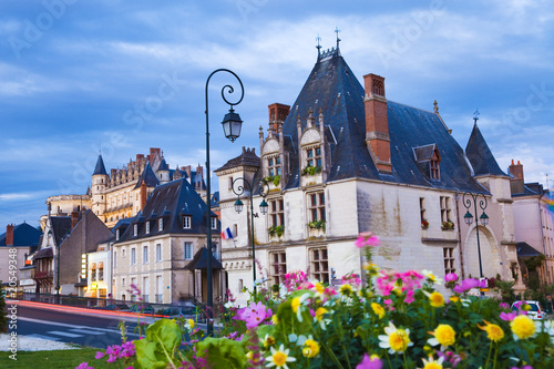 Amboise town and Chateau at dusk, France Series photo