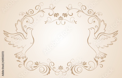Wedding frame with doves