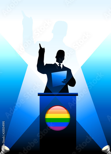 Gay Leader Giving Speech on Stage