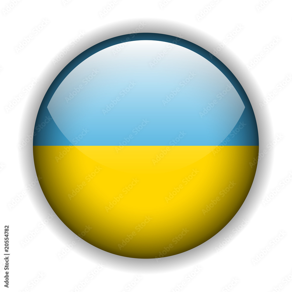 Ukraine flag button, vector