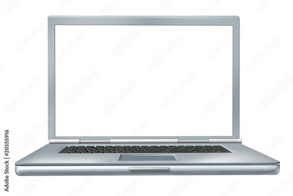 Laptop with white blank screen isolated on white Laptop with white blank screen isolated on white